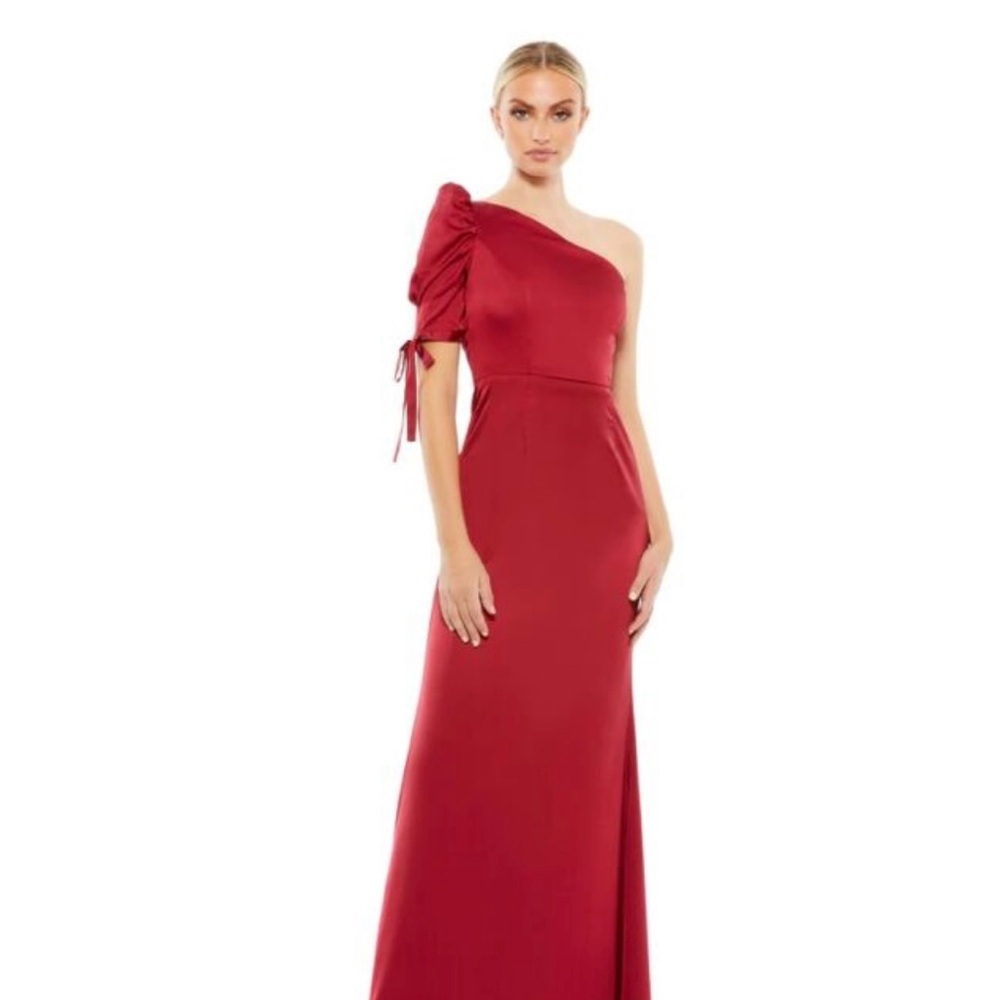 Mac Duggal Red Asymmetrical One-Shoulder Gown MSRP $358 NWT Style#55632